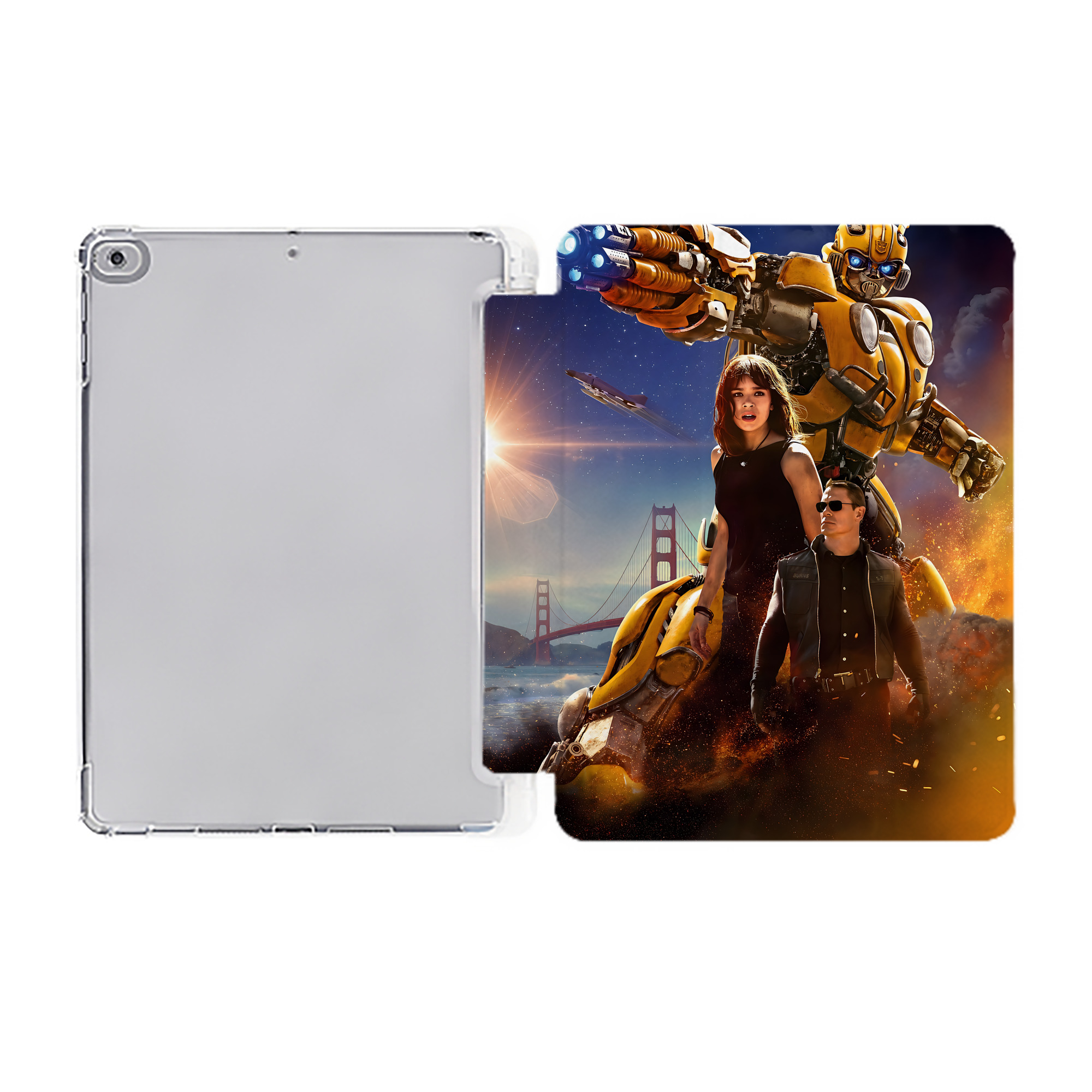 （画像用） Transformers トランスフォーマー IPad ケース ペン収納付き 三つ折りスタンド PUレザー×シリコン 対応機種9.5/10.5/10.9インチ
